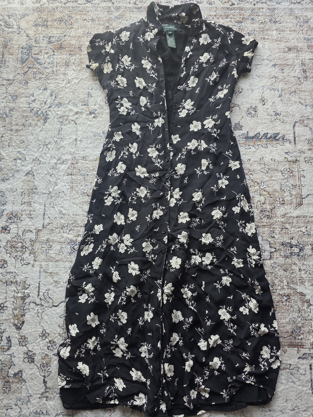 Ralph Lauren Black Maxi Dress with Cream Floral Print